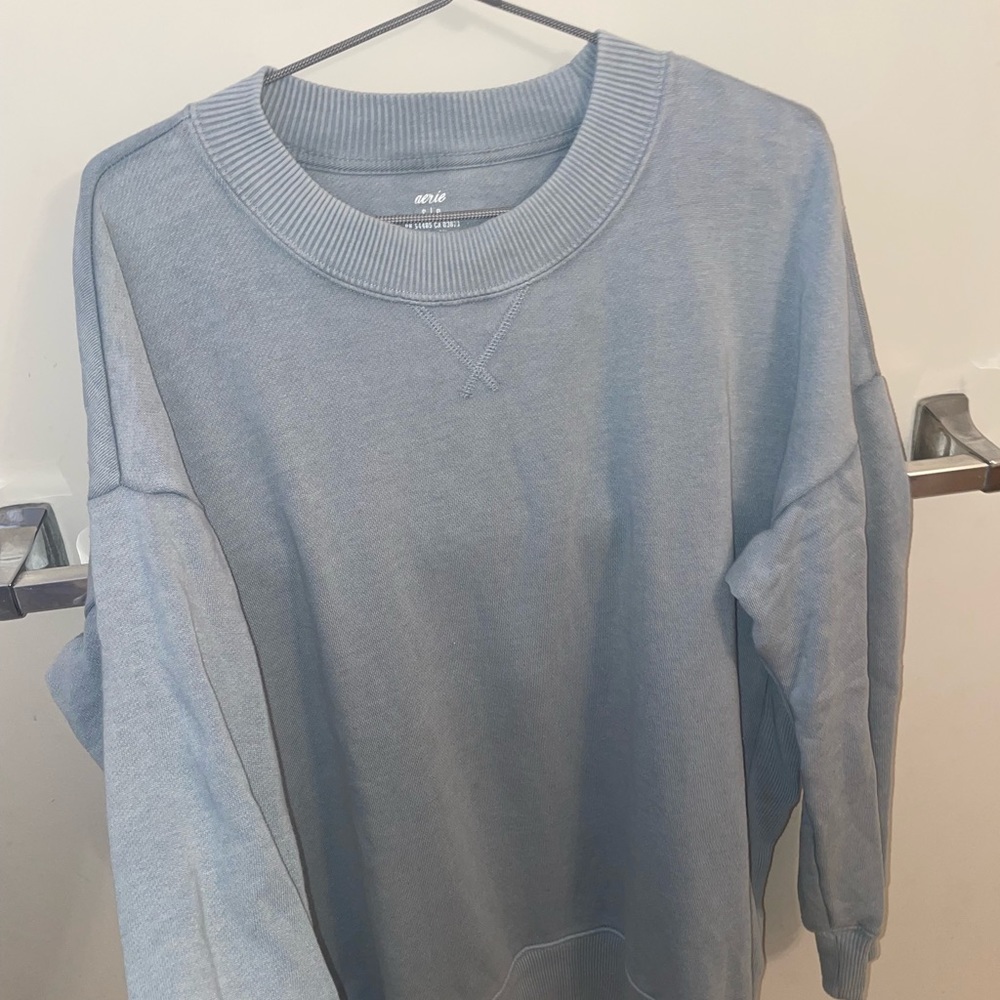 AERIE gray/blue crew neck